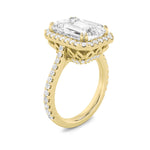 6CTW Radiant Shaped Lab Grown Diamond (G/VS) Bold Accented Engagement Ring in 14K Gold
