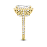 6CTW Radiant Shaped Lab Grown Diamond (G/VS) Bold Accented Engagement Ring in 14K Gold