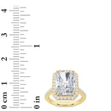 6CTW Radiant Shaped Lab Grown Diamond (G/VS) Bold Accented Engagement Ring in 14K Gold