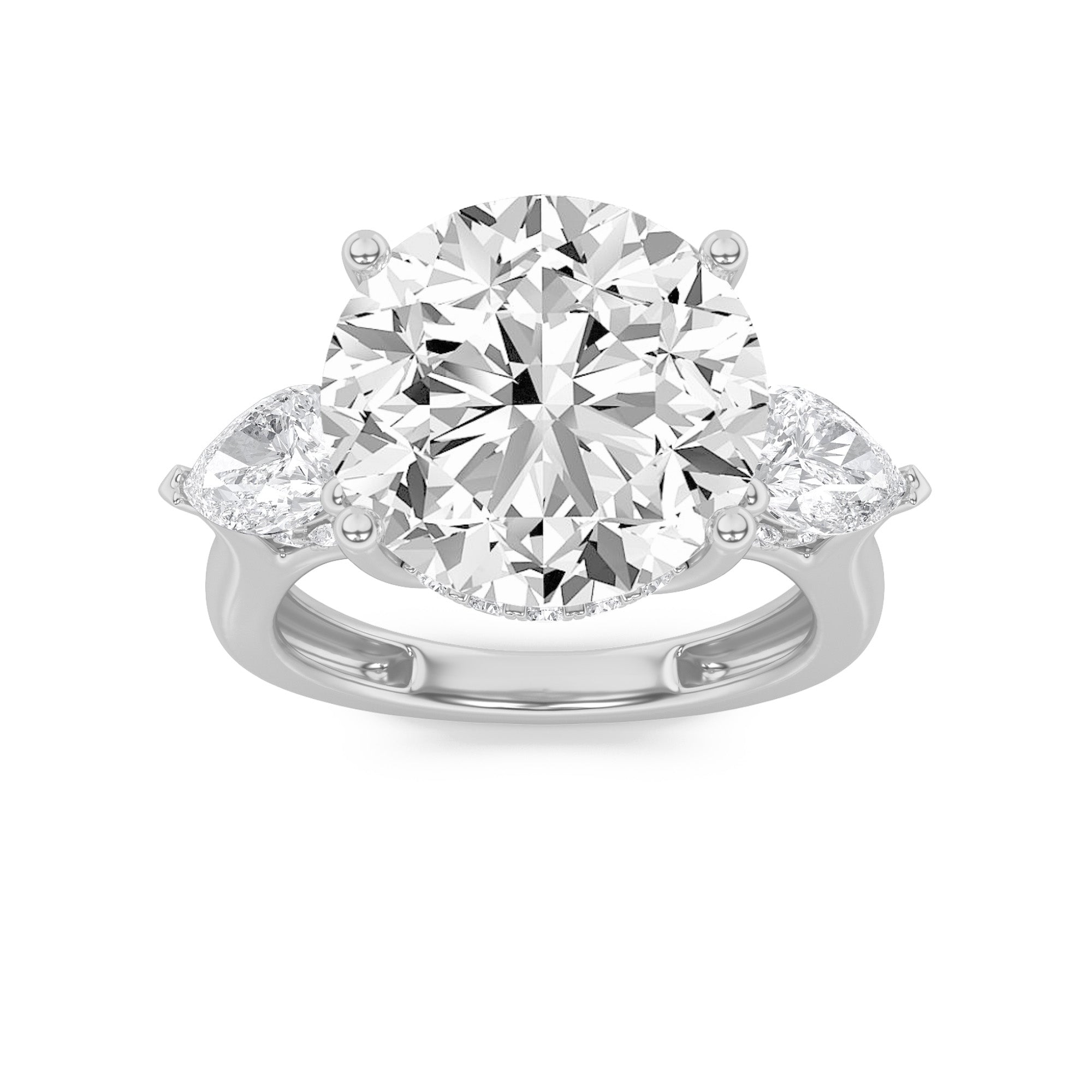 7.25CTW Round Shaped Lab Grown Diamond (G/VS) Bold Accented Engagement Ring in 14K Gold