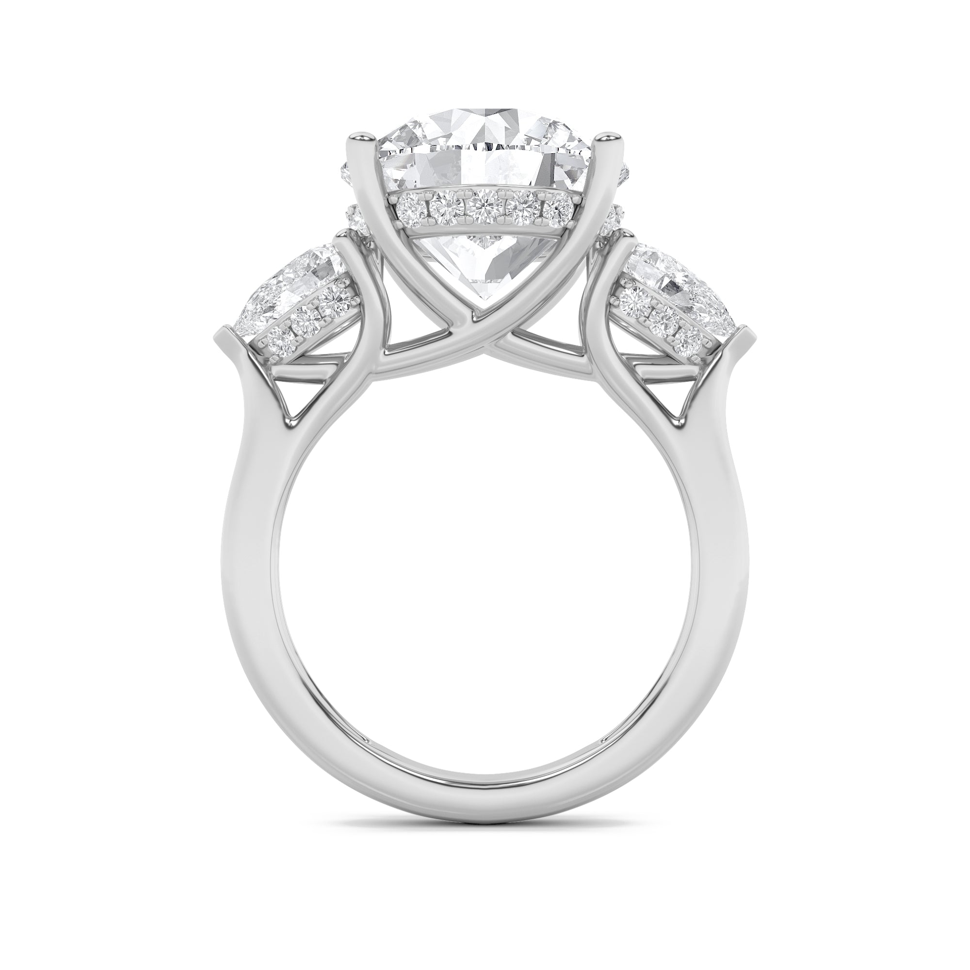 7.25CTW Round Shaped Lab Grown Diamond (G/VS) Bold Accented Engagement Ring in 14K Gold
