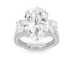 9CTW Oval Shaped Lab Grown Diamond (F/VS) Bold Statement Accented Ring in 14K Gold