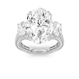 9CTW Oval Shaped Lab Grown Diamond (F/VS) Bold Statement Accented Ring in 14K Gold