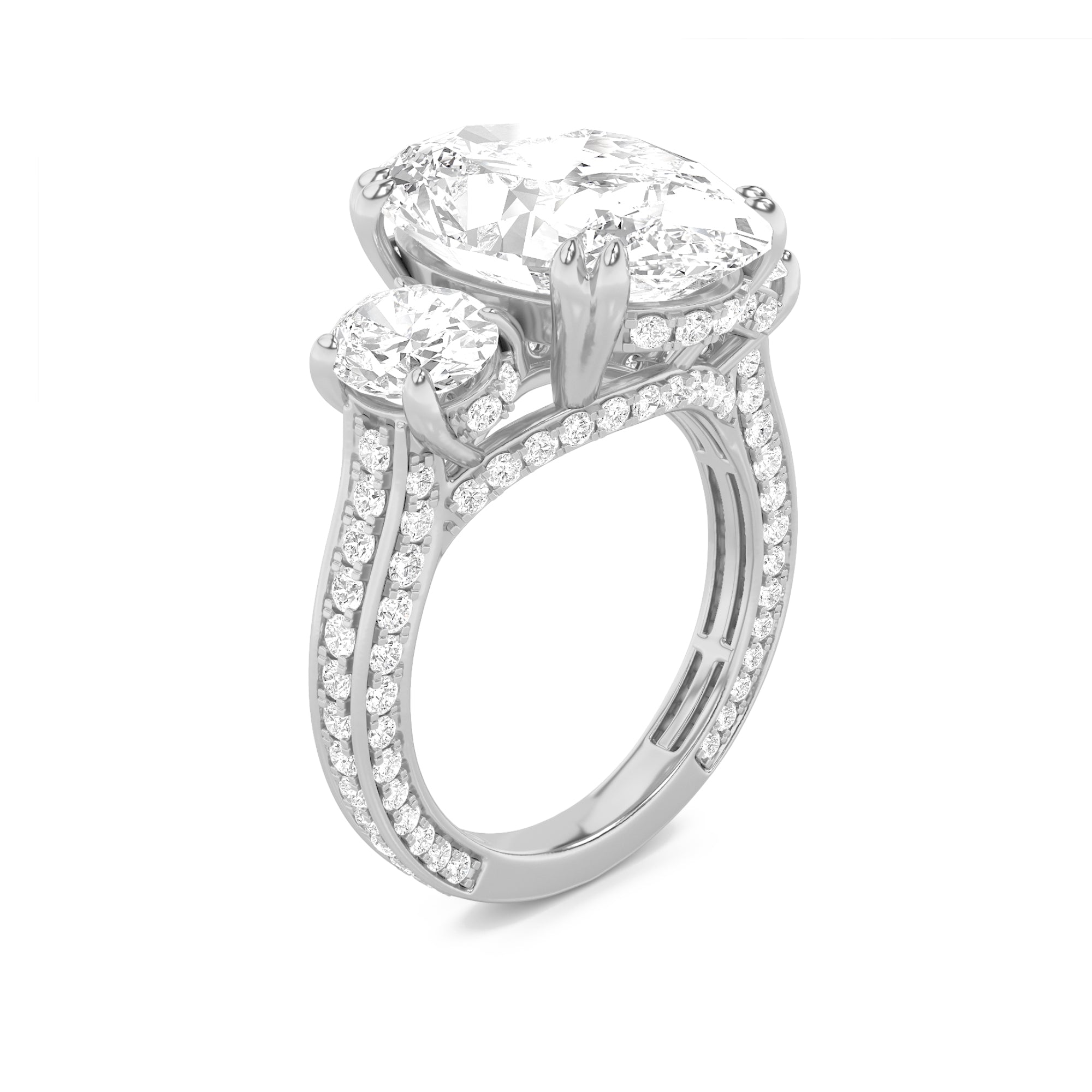 9CTW Oval Shaped Lab Grown Diamond (F/VS) Bold Statement Accented Ring in 14K Gold