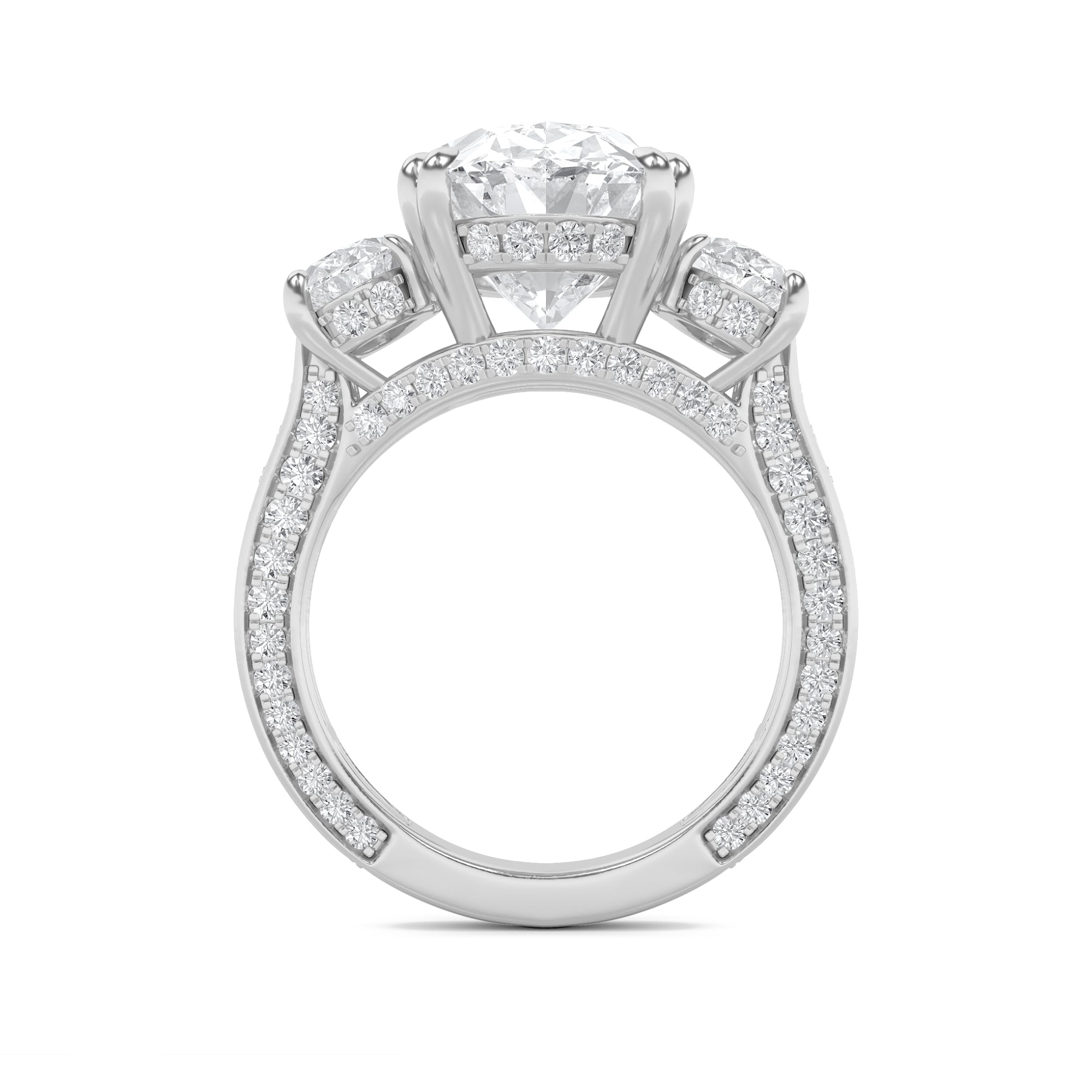 9CTW Oval Shaped Lab Grown Diamond (F/VS) Bold Statement Accented Ring in 14K Gold
