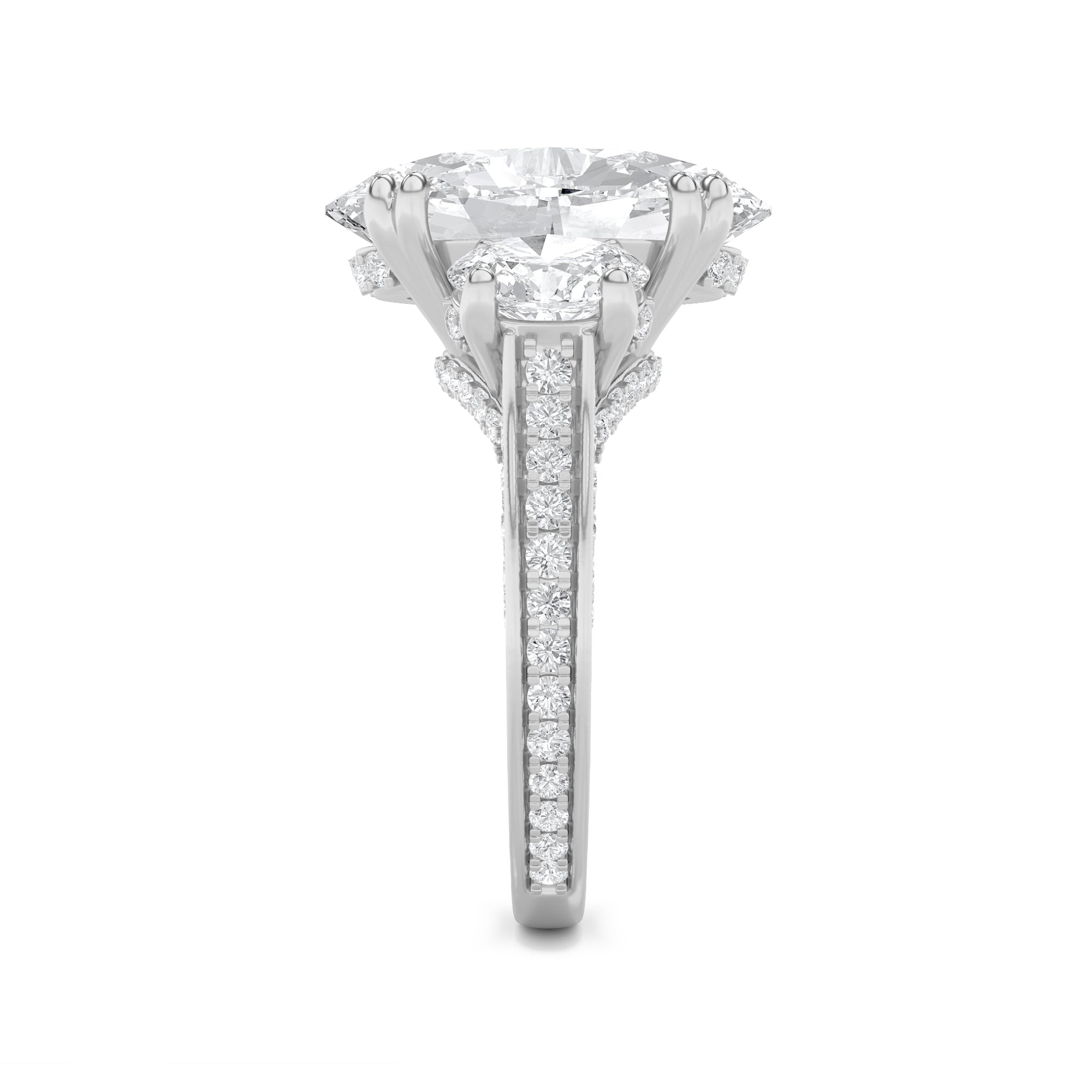 9CTW Oval Shaped Lab Grown Diamond (F/VS) Bold Statement Accented Ring in 14K Gold
