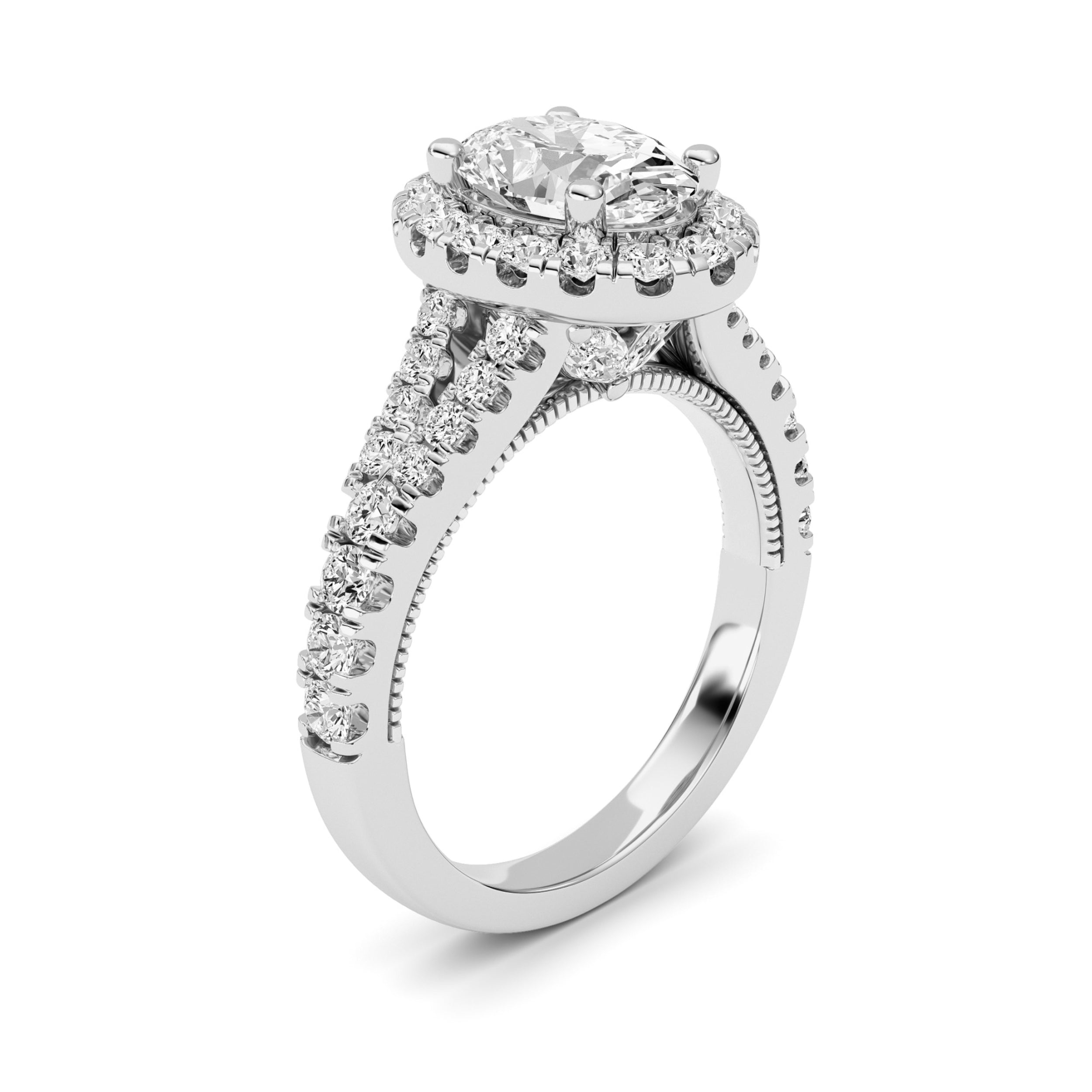 2.5CTW Oval Shaped Lab Grown Diamond (F/VS) Engagement Ring in 14K Gold