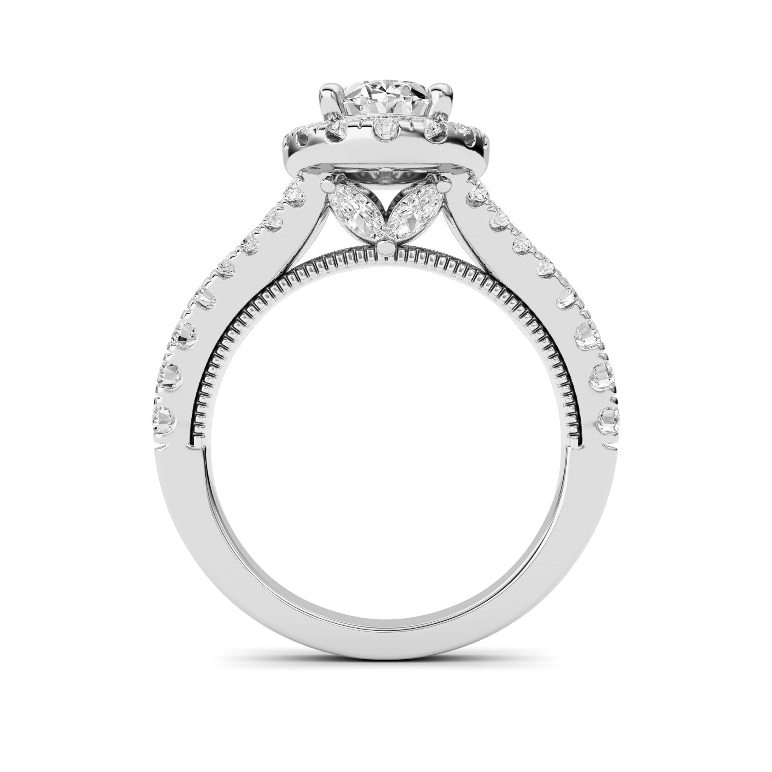 2.5CTW Oval Shaped Lab Grown Diamond (F/VS) Engagement Ring in 14K Gold