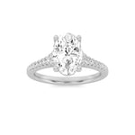 1.5CTW Oval Shaped Lab Grown Diamond (G/VS) Accented Engagement Ring in 14K White Gold