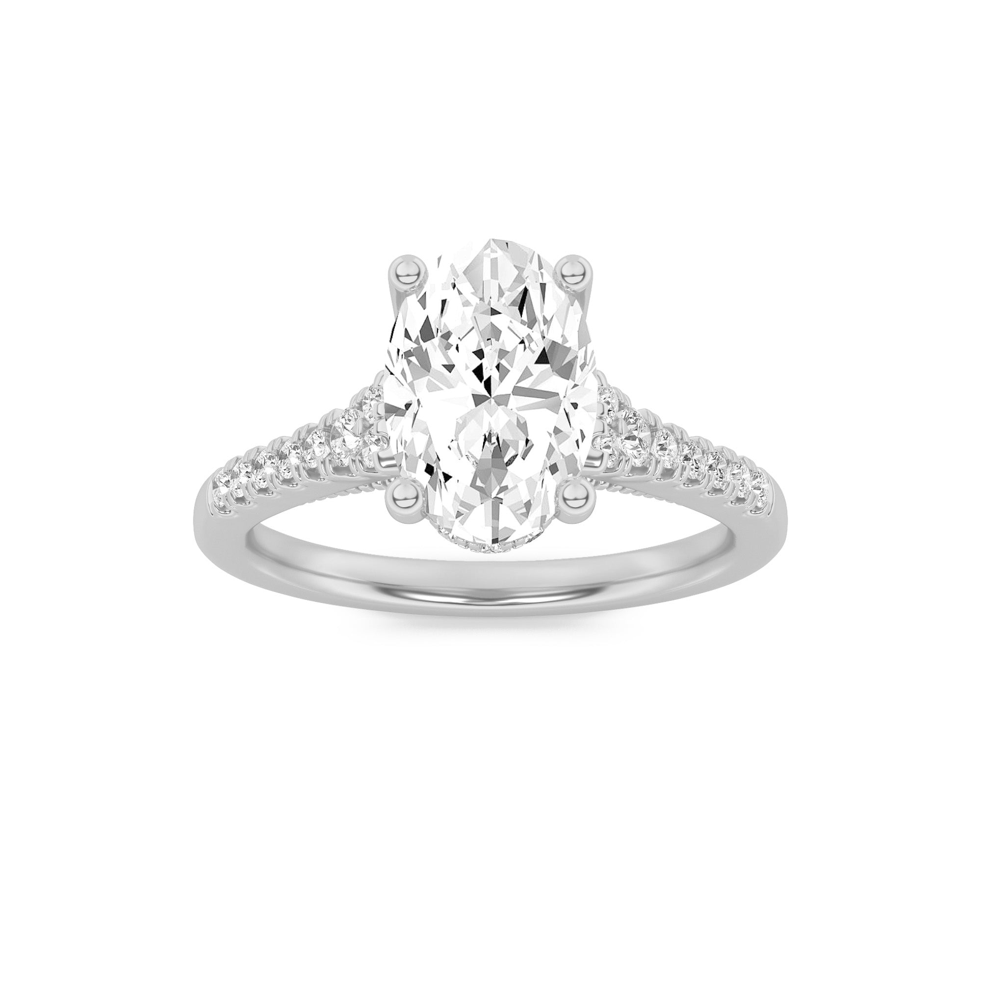 1.5CTW Oval Shaped Lab Grown Diamond (G/VS) Accented Engagement Ring in 14K White Gold