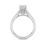1.5CTW Oval Shaped Lab Grown Diamond (G/VS) Accented Engagement Ring in 14K White Gold