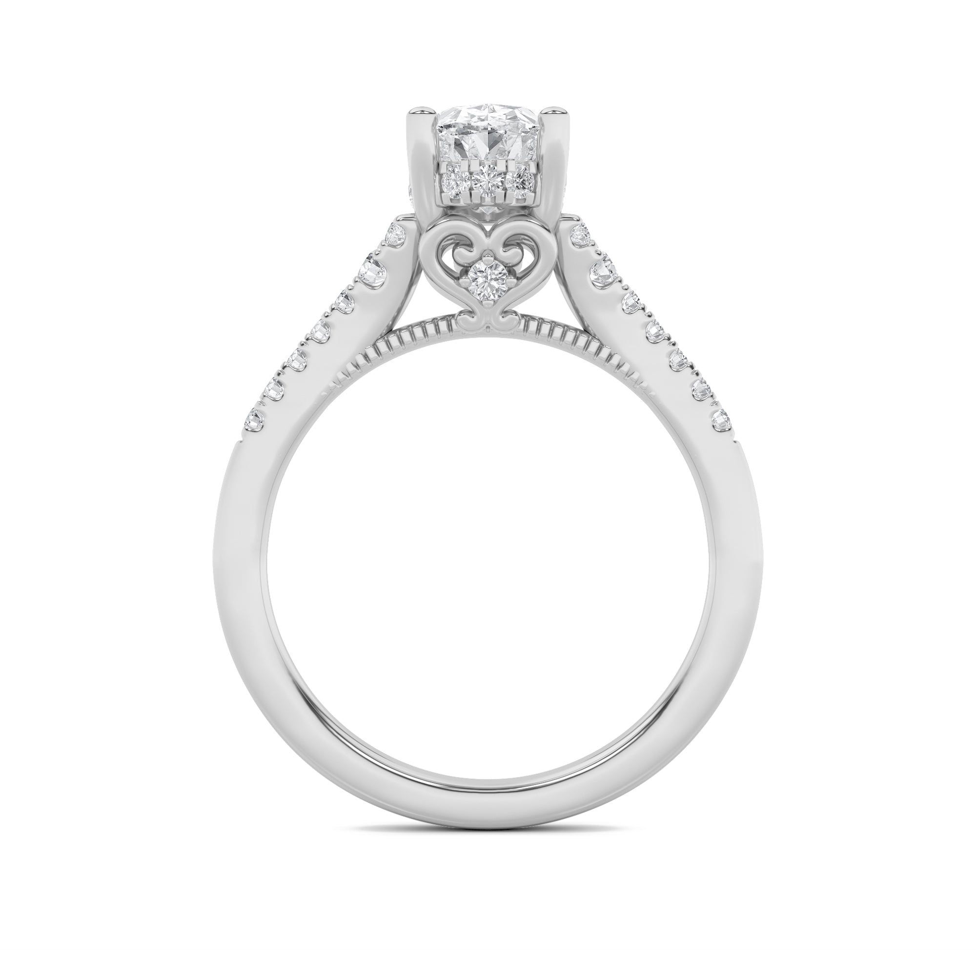 1.5CTW Oval Shaped Lab Grown Diamond (G/VS) Accented Engagement Ring in 14K White Gold