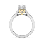 1.5CTW Oval Shaped Lab Grown Diamond (F/VS) Accented Two Tone Engagement Ring in 14K Gold
