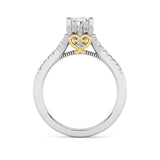 1.5CTW Oval Shaped Lab Grown Diamond (F/VS) Accented Two Tone Engagement Ring in 14K Gold