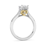 1.5CTW Oval Shaped Lab Grown Diamond (F/VS) Accented Two Tone Engagement Ring in 14K Gold