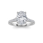 1.5CTW Oval Shaped Lab Grown Diamond (F/VS) Accented Two Tone Engagement Ring in 14K Gold
