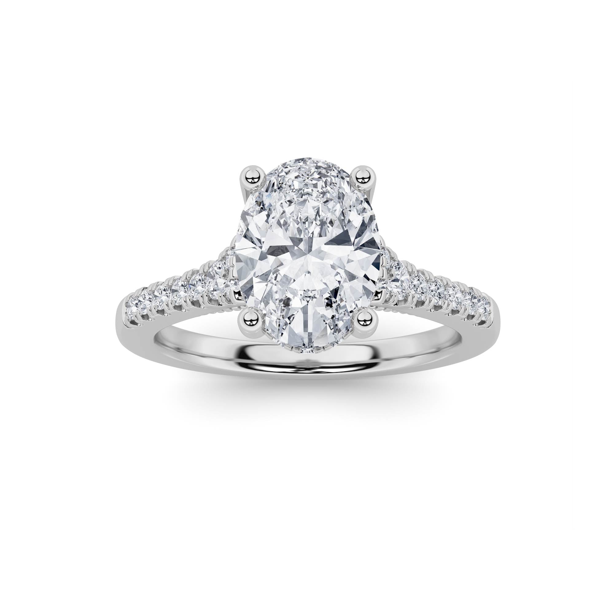 1.5CTW Oval Shaped Lab Grown Diamond (F/VS) Accented Two Tone Engagement Ring in 14K Gold
