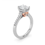 1.5CTW Oval Shaped Lab Grown Diamond (F/VS) Accented Two Tone Engagement Ring in 14K Gold
