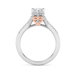 1.5CTW Oval Shaped Lab Grown Diamond (F/VS) Accented Two Tone Engagement Ring in 14K Gold