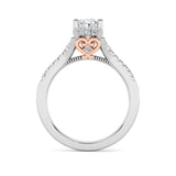 1.5CTW Oval Shaped Lab Grown Diamond (F/VS) Accented Two Tone Engagement Ring in 14K Gold