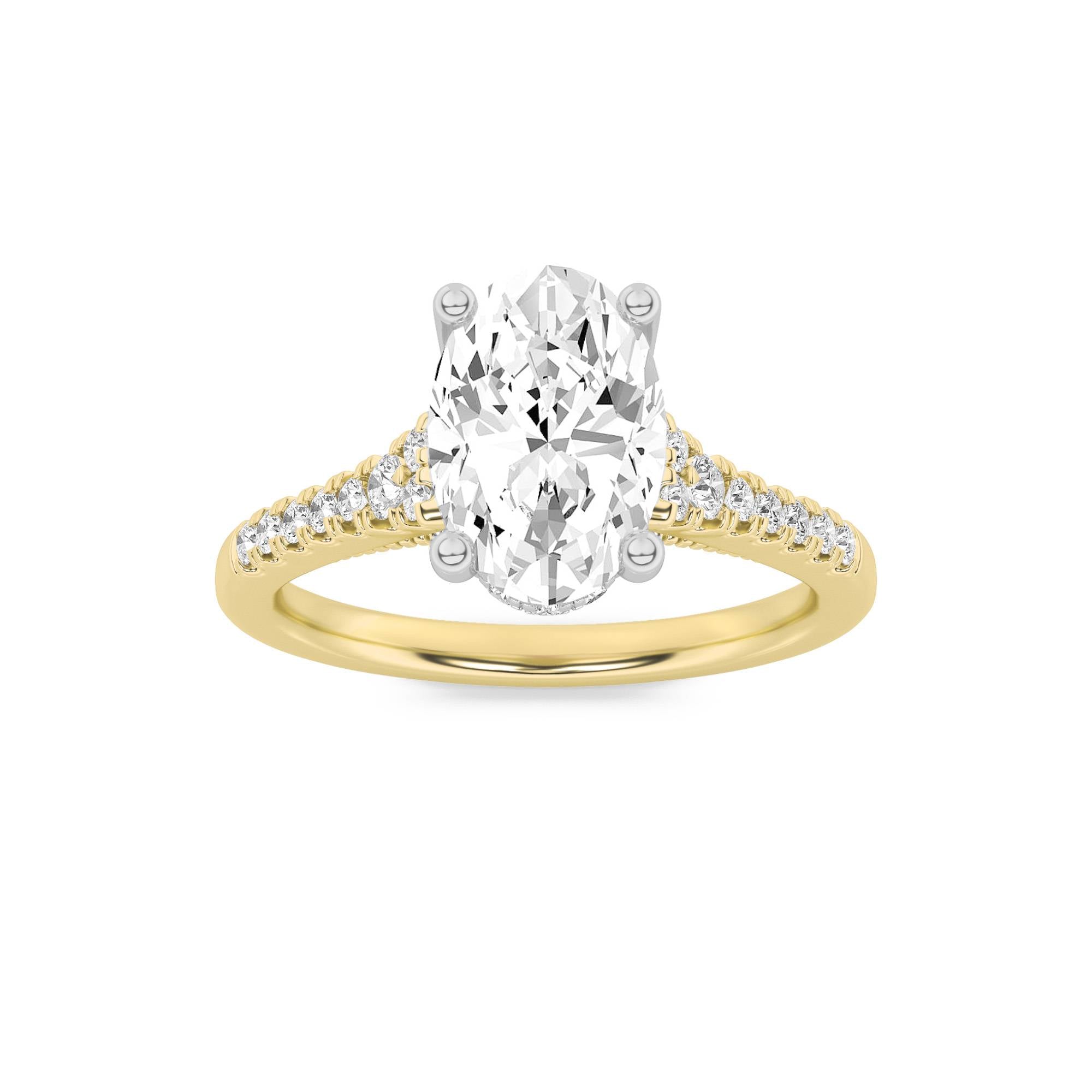 14K White Gold Lab Diamond Oval Solitaire Ring 1.5ct