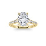 1.5CTW Oval Shaped Lab Grown Diamond (F/VS) Accented Two Tone Engagement Ring in 14K Gold