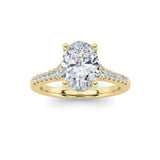 1.5CTW Oval Shaped Lab Grown Diamond (F/VS) Accented Two Tone Engagement Ring in 14K Gold