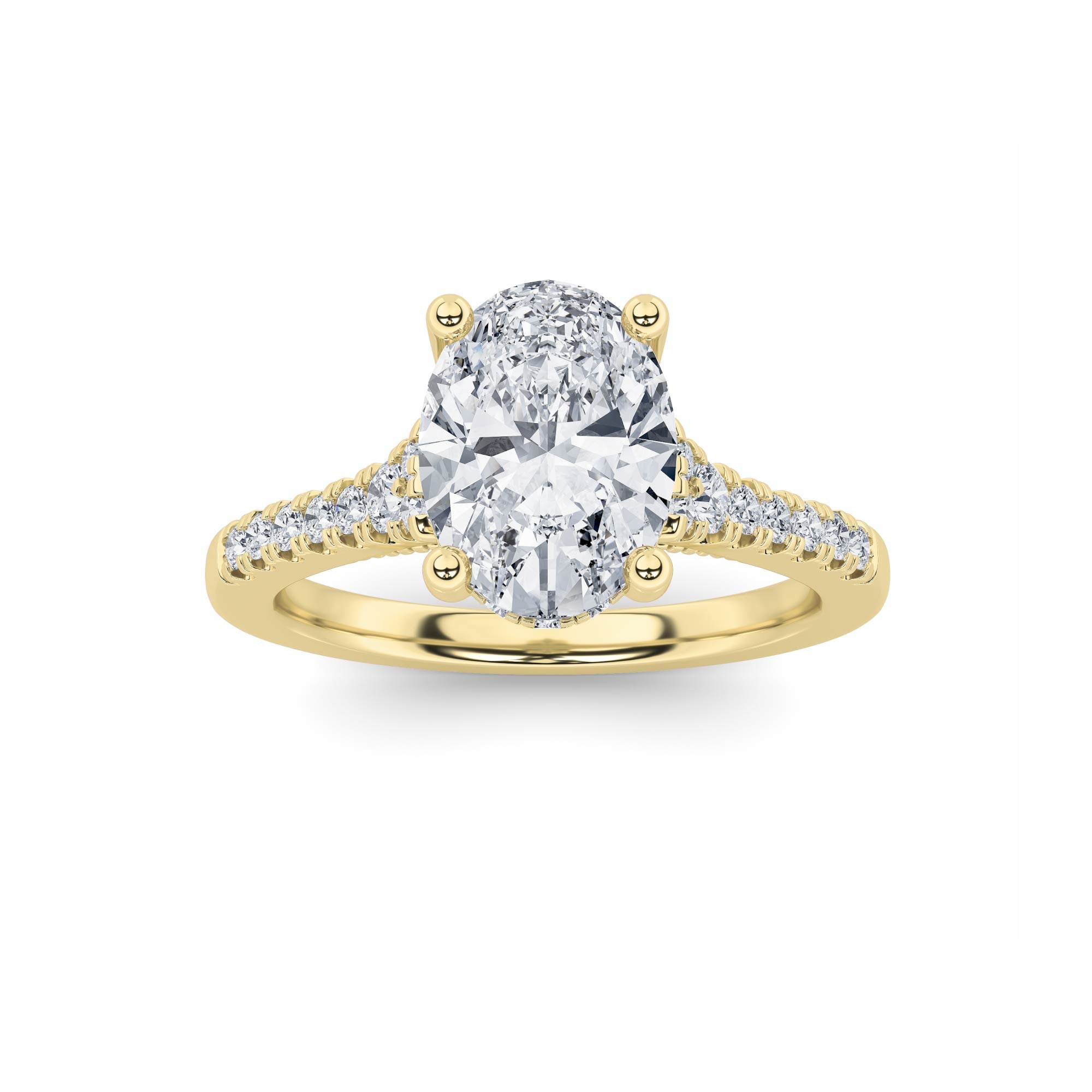 1.5CTW Oval Shaped Lab Grown Diamond (F/VS) Accented Two Tone Engagement Ring in 14K Gold