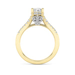 1.5CTW Oval Shaped Lab Grown Diamond (F/VS) Accented Two Tone Engagement Ring in 14K Gold