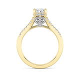 1.5CTW Oval Shaped Lab Grown Diamond (F/VS) Accented Two Tone Engagement Ring in 14K Gold