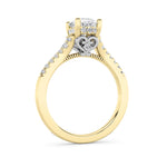 1.5CTW Oval Shaped Lab Grown Diamond (F/VS) Accented Two Tone Engagement Ring in 14K Gold