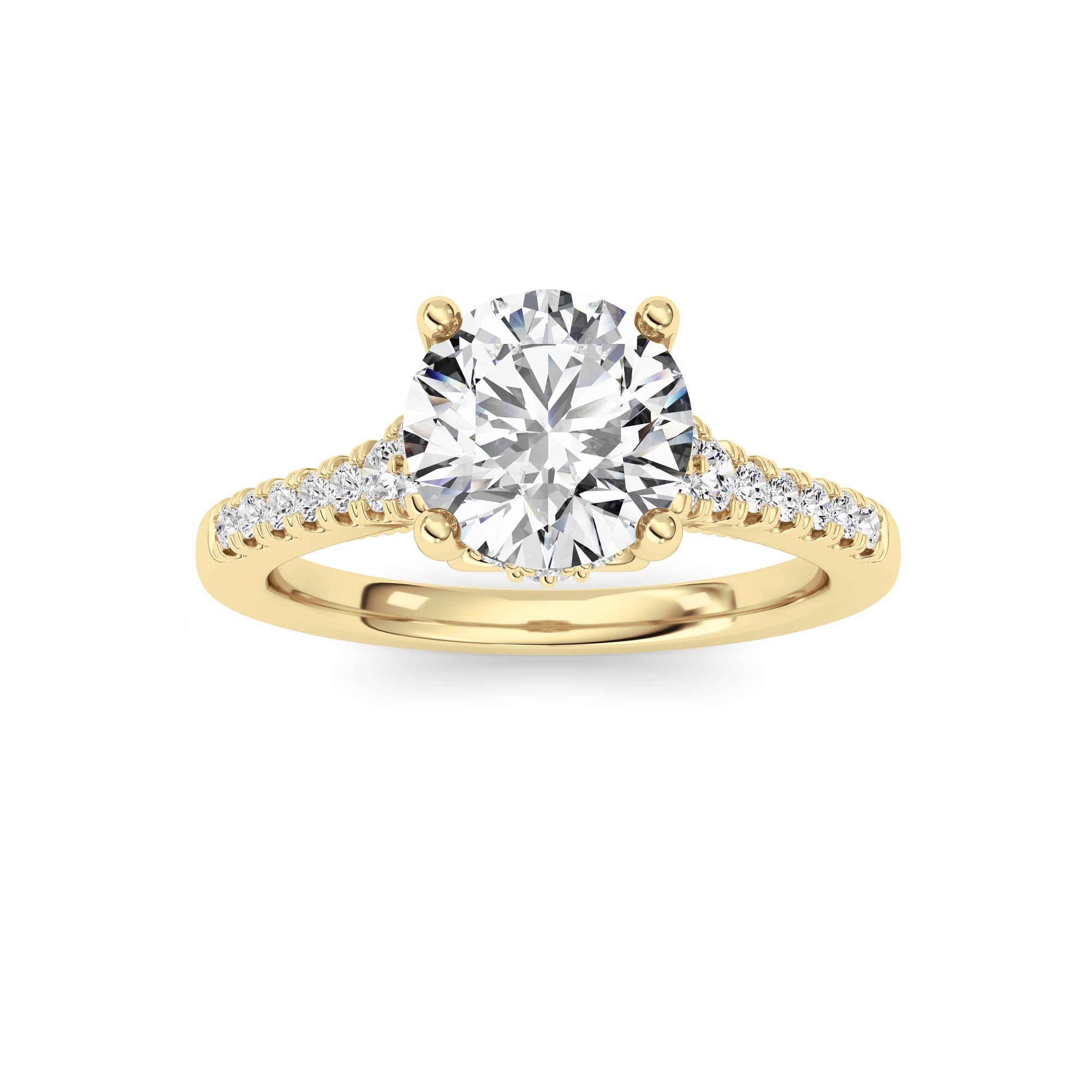 1.5CTW Round Shaped Lab Grown Diamond (F/VS) Accented Two Tone Engagement Ring in 14K Gold
