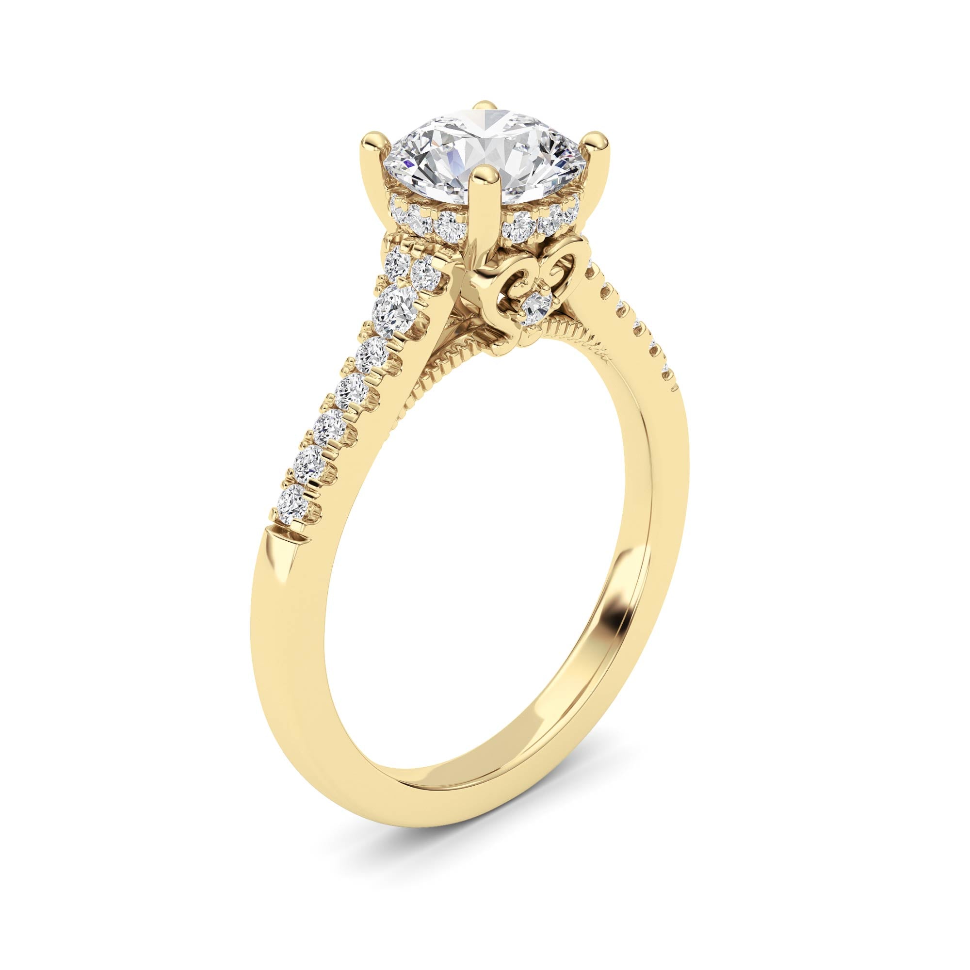 1.5CTW Round Shaped Lab Grown Diamond (F/VS) Accented Two Tone Engagement Ring in 14K Gold