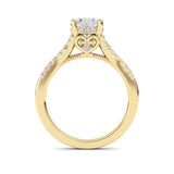 1.5CTW Round Shaped Lab Grown Diamond (F/VS) Accented Two Tone Engagement Ring in 14K Gold