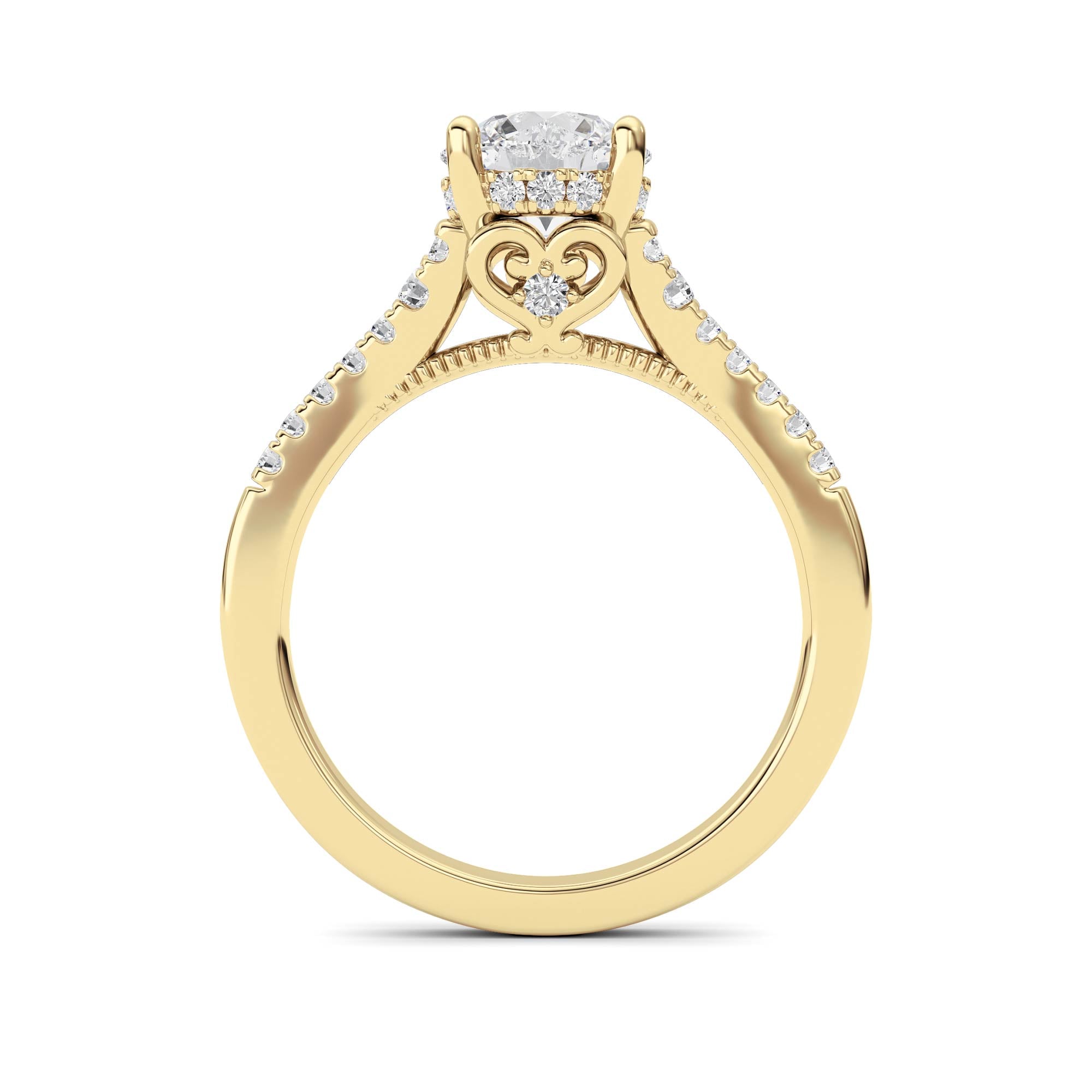 1.5CTW Round Shaped Lab Grown Diamond (F/VS) Accented Two Tone Engagement Ring in 14K Gold