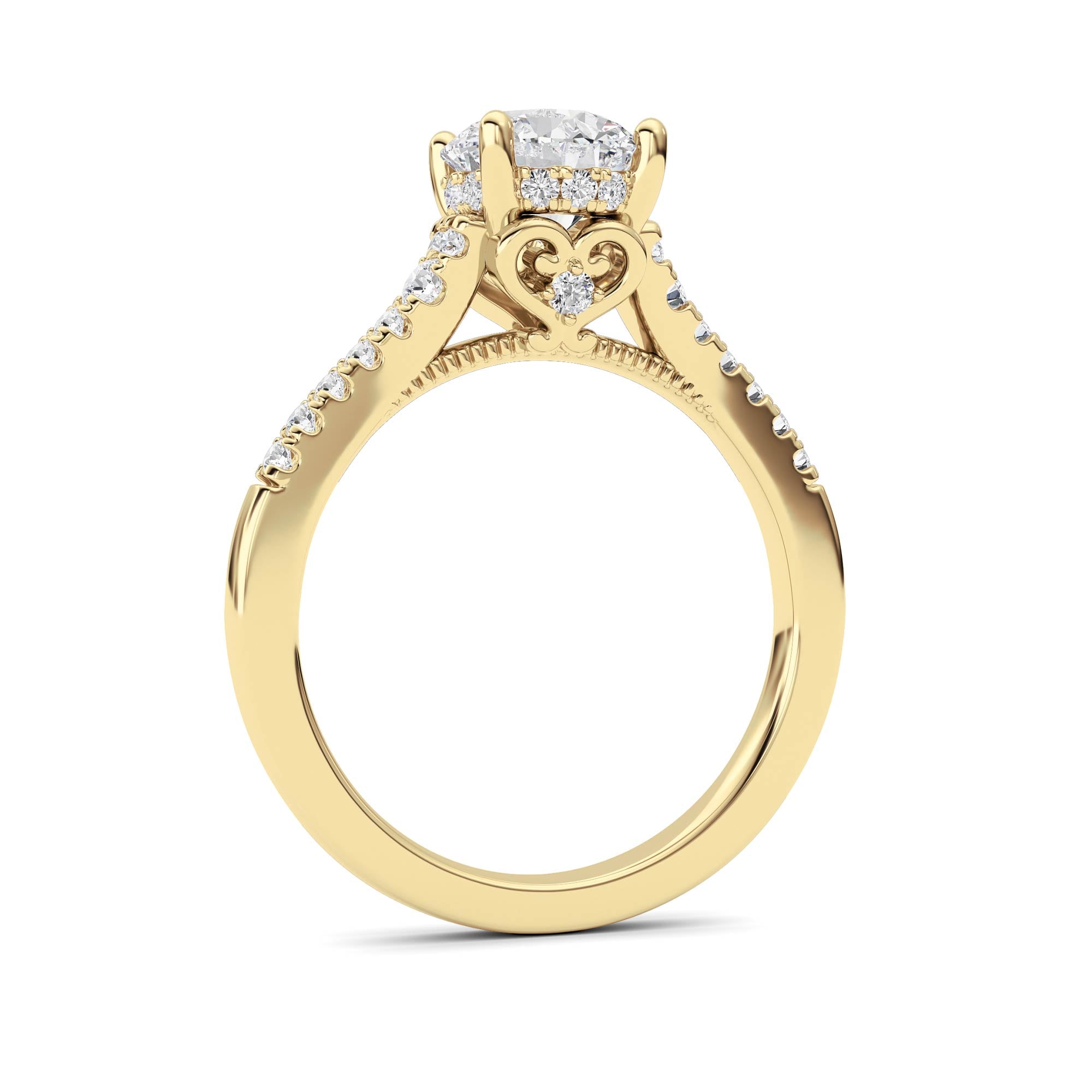 1.5CTW Round Shaped Lab Grown Diamond (F/VS) Accented Two Tone Engagement Ring in 14K Gold
