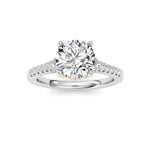 1.5CTW Round Shaped Lab Grown Diamond (F/VS) Accented Two Tone Engagement Ring in 14K Gold