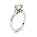 1.5CTW Round Shaped Lab Grown Diamond (F/VS) Accented Two Tone Engagement Ring in 14K Gold