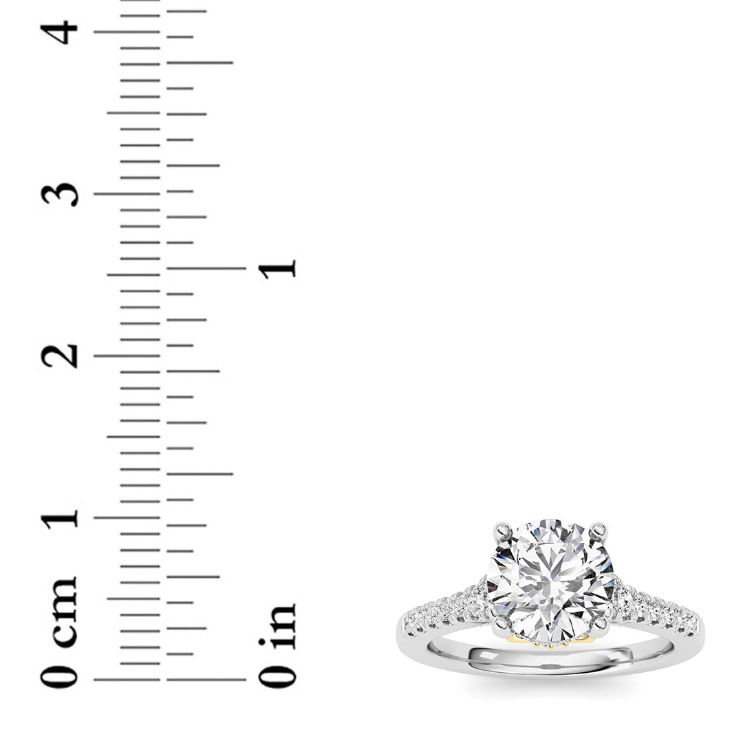1.5CTW Round Shaped Lab Grown Diamond (F/VS) Accented Two Tone Engagement Ring in 14K Gold