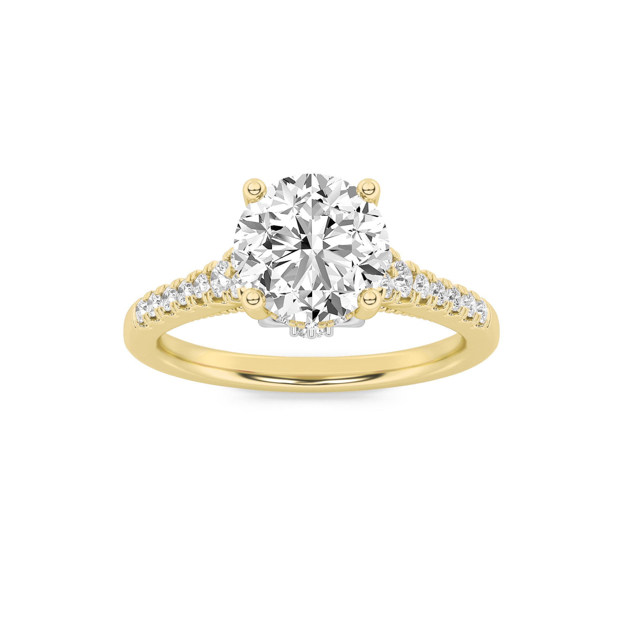 1.5CTW Round Shaped Lab Grown Diamond (G/VS) Accented Two Tone Engagement Ring in 14K Gold
