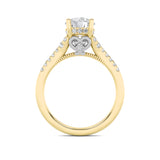 1.5CTW Round Shaped Lab Grown Diamond (G/VS) Accented Two Tone Engagement Ring in 14K Gold