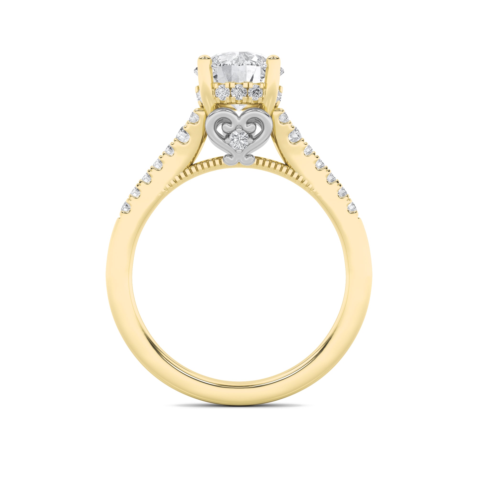 1.5CTW Round Shaped Lab Grown Diamond (G/VS) Accented Two Tone Engagement Ring in 14K Gold
