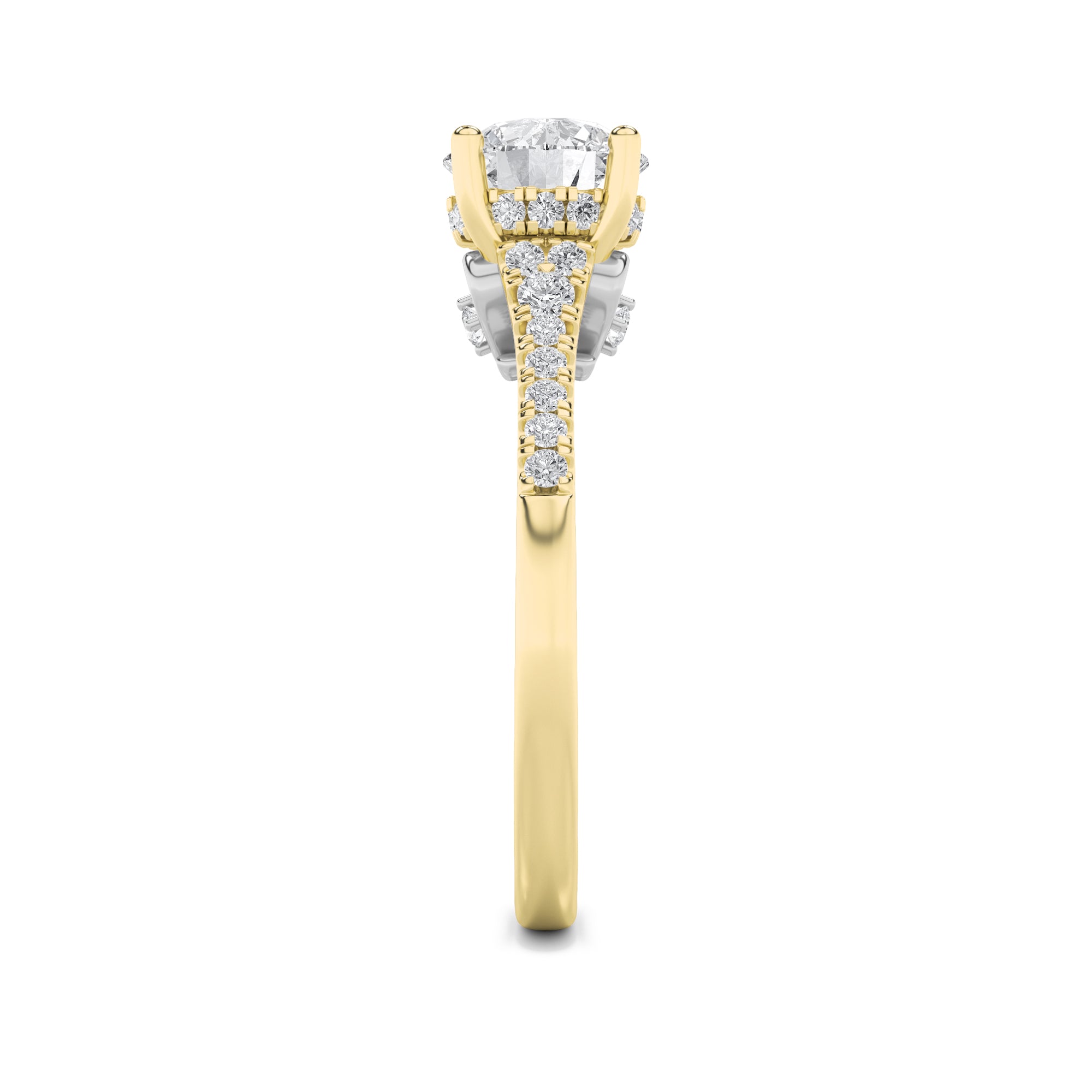1.5CTW Round Shaped Lab Grown Diamond (G/VS) Accented Two Tone Engagement Ring in 14K Gold