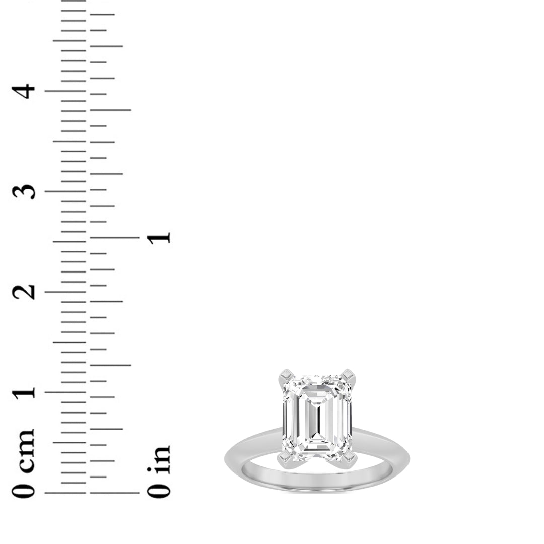 2.5CTW Emerald Shaped Lab Grown Diamond (F/VS) Knife Edge Shank Solitaire Engagement Ring in 14K Gold