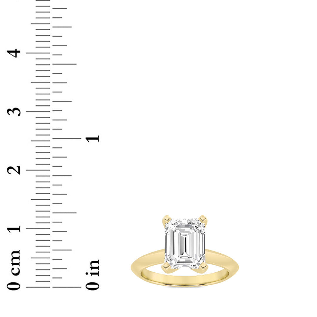 2.5CTW Emerald Shaped Lab Grown Diamond (G/VS) Knife Edge Shank Solitaire Engagement Ring in 14K Gold