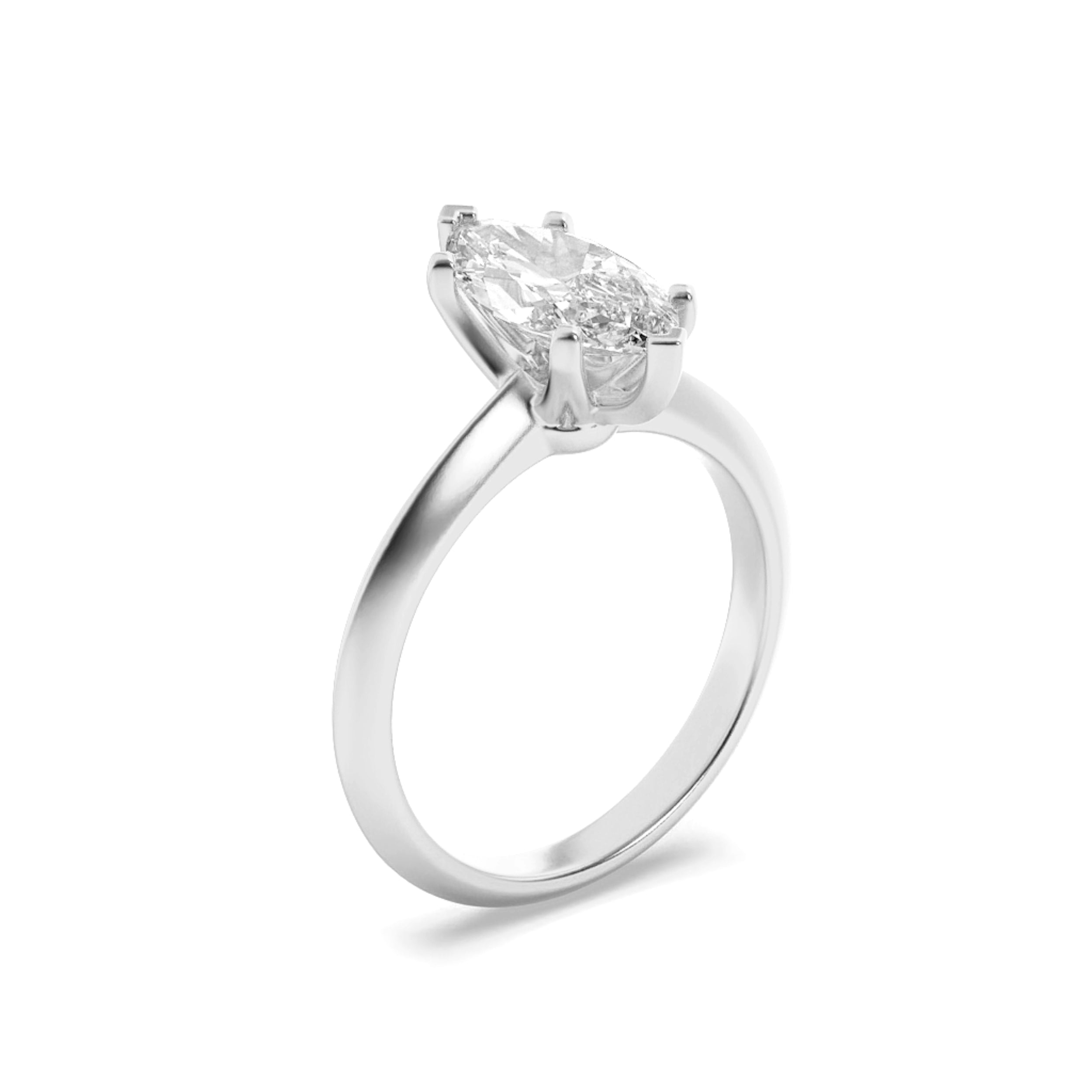 1CTW Marquise Shaped Lab Grown Diamond (F/VS) Knife Edge Shank Solitaire Engagement Ring in 14K Gold