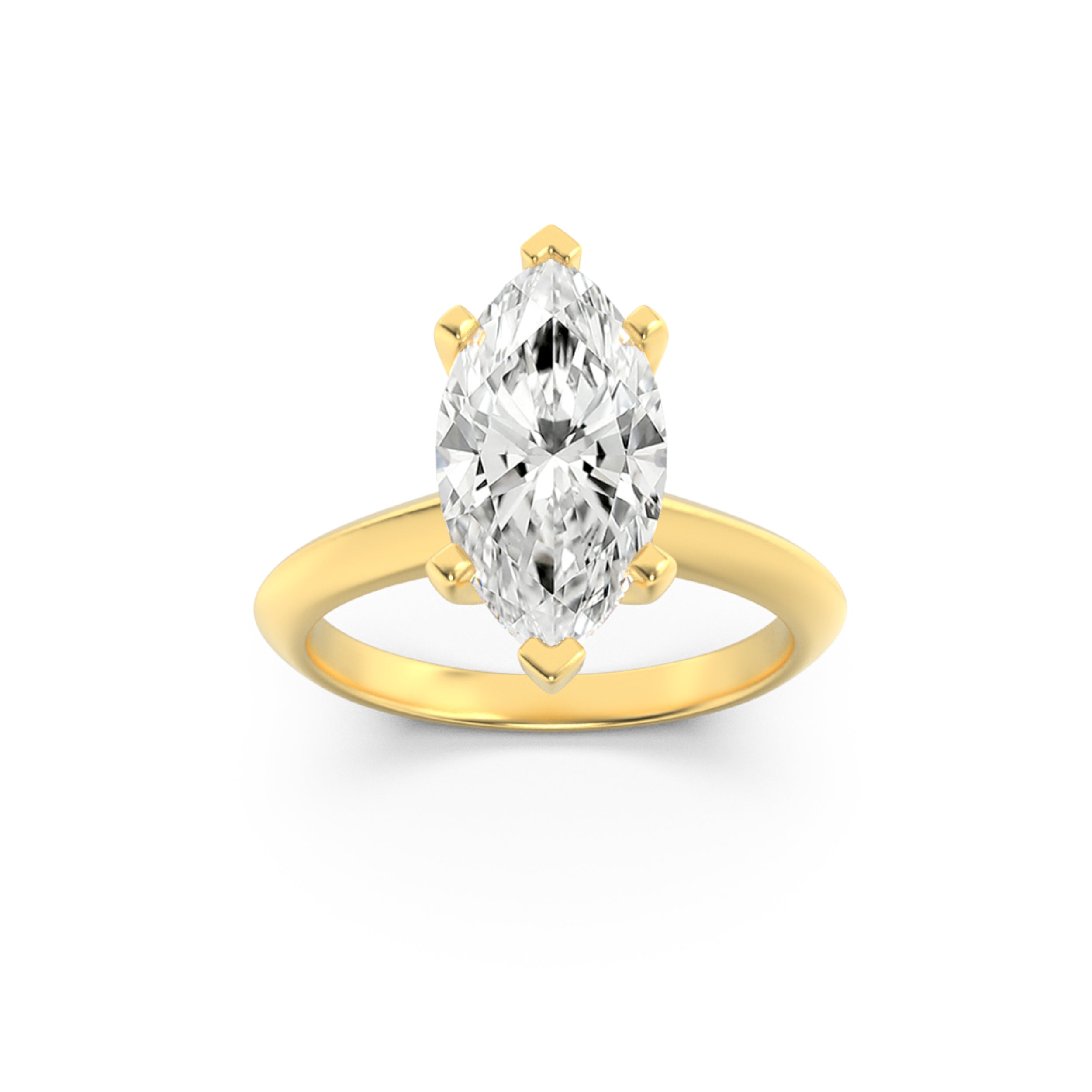 1CTW Marquise Shaped Lab Grown Diamond (F/VS) Knife Edge Shank Solitaire Engagement Ring in 14K Gold