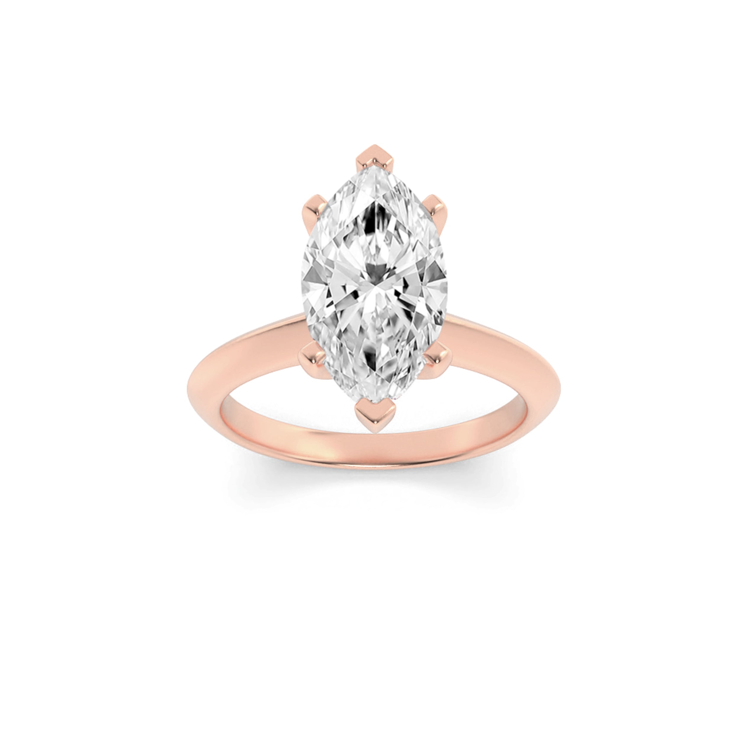 2CTW Marquise Shaped Lab Grown Diamond (F/VS) Knife Edge Shank Solitaire Engagement Ring in 14K Gold