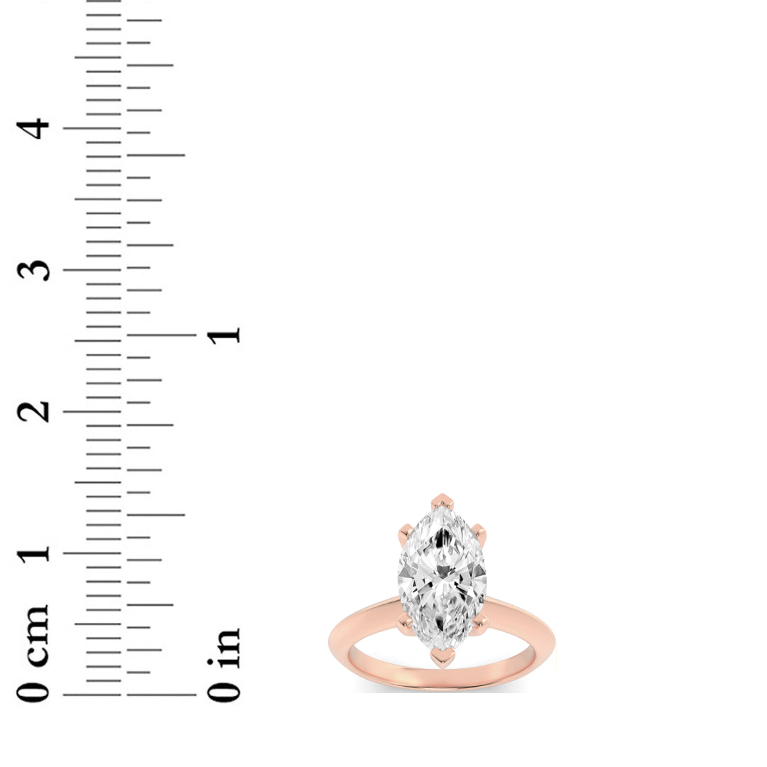 2CTW Marquise Shaped Lab Grown Diamond (F/VS) Knife Edge Shank Solitaire Engagement Ring in 14K Gold