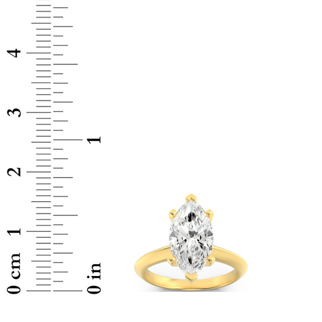 2.5CTW Marquise Shaped Lab Grown Diamond (F/VS) Knife Edge Shank Solitaire Engagement Ring in 14K Gold